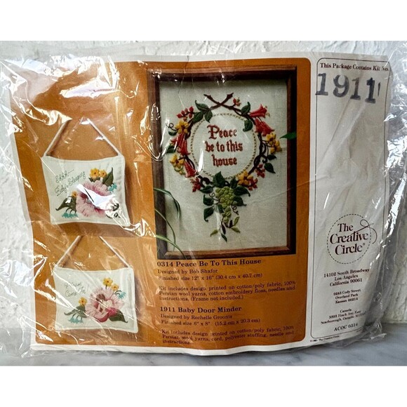 Baby Door Minder The Creative Circle Crewel Embroidery Kit #1911 - NEW 6" x 8" - Picture 4 of 6